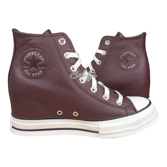 Converse CTAS Platform Hidden Wedge Red Bloodstone Leather Sneaker Womens 8.5 - Picture 1 of 11